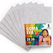 gomma eva glitter argento